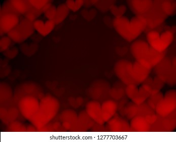Abstract heart red light or bokeh background. Valentine Day concept