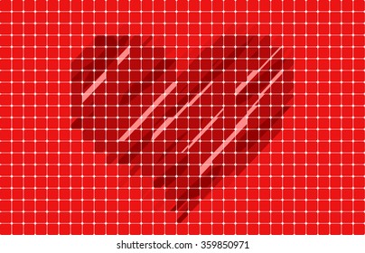 abstract heart with red mosaic