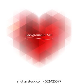 Abstract heart of red triangles. Polygon style. Love and enamored. Valentine's Day. Congratulation to the holiday.