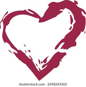 Um coração abstrato com bordas ásperas e um estilo de pincelada dinâmico. O coração parece fluido e expressivo, enfatizando o movimento e a emoção. Ilustração de vetor de desenhos animados.