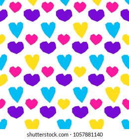 Abstract heart seamless pattern background. Modern futuristic illustration for design card, party invitation, wallpaper, holiday wrapping paper, fabric, bag print, t shirt, workshop advertising.