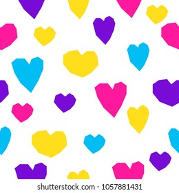 Abstract heart seamless pattern background. Modern futuristic illustration for design card, party invitation, wallpaper, holiday wrapping paper, fabric, bag print, t shirt, workshop advertising.