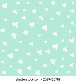 Abstract Heart Seamless Pattern Background. Hand drawn or doodle shapes. Cute Textile, paper, wallpaper design vector.