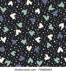Abstract heart seamless pattern background. Hand drawn geometric heart