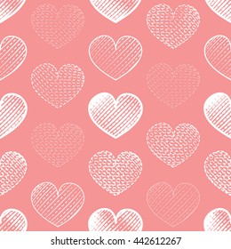 Abstract heart seamless pattern. Vector illustration for romantic nostalgia design. Can be used for wallpaper, cover fills, web page background, surface textures.