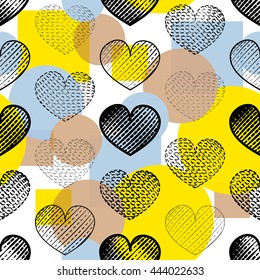 Abstract heart seamless pattern. Vector illustration for romantic nostalgia design. Can be used for wallpaper, cover fills, web page background, surface textures.