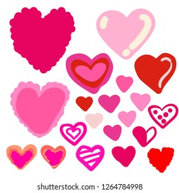Abstract heart set of isolated on white background. Vector illustration. 