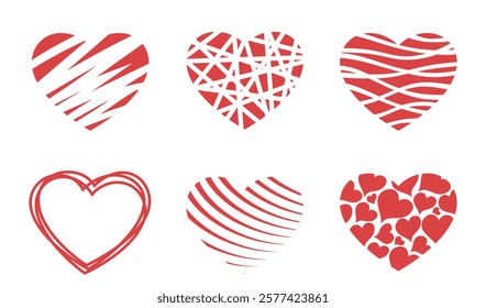 Abstract heart set. Love and romantic symbols. Valentines design elements. Isolated vector images