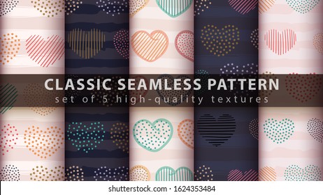 Abstract heart - set seamless pattern