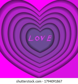 Abstract heart in several layers. Vector illustration. 10 EPS