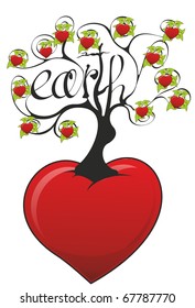 Abstract heart shape apple tree