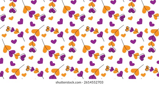 Abstract Heart shape branches on decorative Hearts Festive Halloween tints Seamless Pattern Backdrop