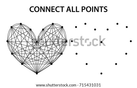 Abstract Heart Shape Connecting Dots Lines Stock Vector ...