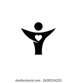 Abstract heart shape figure embracing symbolizing love wellness charity health and support