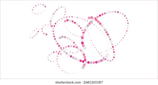 Una forma abstracta de corazón formada por puntos rosados y líneas de remolino, creando un diseño delicado y aireado.