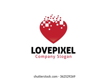 Abstract Heart Shape Logo Love Pixel Symbol Design Illustration
