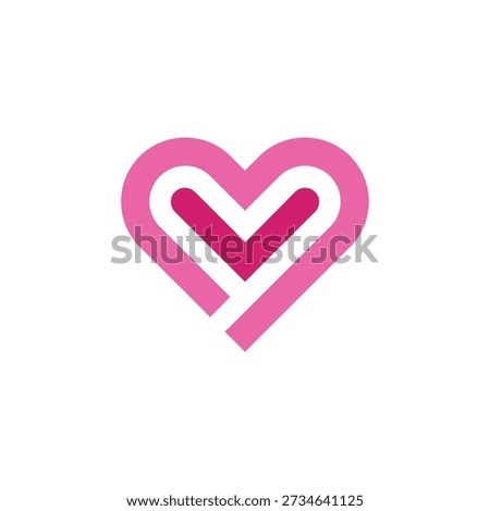 Abstract heart shape logo symbol representing love, romance, and care with a clean and modern design in pink