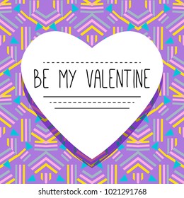 Abstract heart shape on a background of a pattern in the style of the Bohemian Aztec. universal template for cards, invitations, congratulations. Illustration for Valentine's day. Vector EPS 8