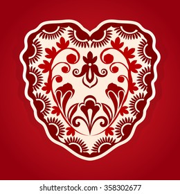 Abstract heart shape with ornament vector illustration.