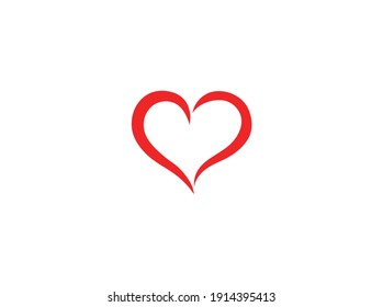 Abstract heart shape outline Red heart icon in flat style. The heart as a symbol of love. The design all about love.