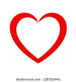 Abstract heart shape outline. Vector illustration. Red heart icon in flat style. The heart as a symbol of love.