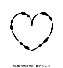 Abstract heart shape outline. Vector illustration. Black heart icon in flat style. The heart as a symbol of love.