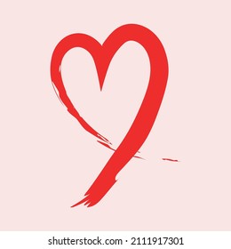 Abstract heart shape outline. Vector illustration. Red heart icon in flat style. The heart is a symbol of love. Valentine's day, or other romantic design. 