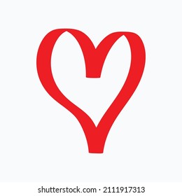 Abstrakter Umriss der Herzform. Vektorgrafik. Rotes Herz Symbol im flachen Stil. Das Herz ist ein Symbol der Liebe. Valentinstag oder anderes romantisches Design. 
