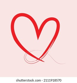 Abstract heart shape outline. Vector illustration. Red heart icon in flat style. The heart is a symbol of love. Valentine's day, or other romantic design. 