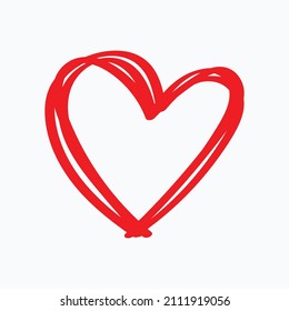 Abstract heart shape outline. Vector illustration. Red heart icon in flat style. The heart is a symbol of love. Valentine's day, or other romantic design. 