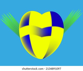 Abstrakter Umriss der Herzform. Vektorgrafik. Rotes Herz Symbol im flachen Stil. Das Herz der Ukraine ist ein Symbol der Liebe.