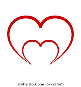 Abstract heart shape outline. Vector illustration. Red heart icon in flat style. The heart as a symbol of love.