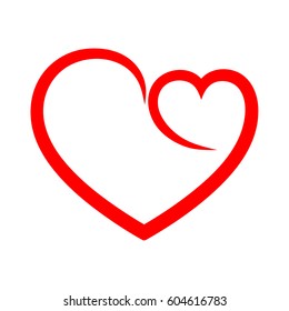 Abstract heart shape outline. Vector illustration. Red heart icon in flat style. The heart as a symbol of love.