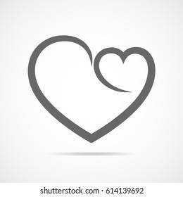 Abstract heart shape outline. Vector illustration. Gray heart icon in flat style. The heart as a symbol of love.