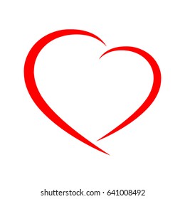 Abstract heart shape outline. Vector illustration. Red heart icon in flat style. The heart as a symbol of love.