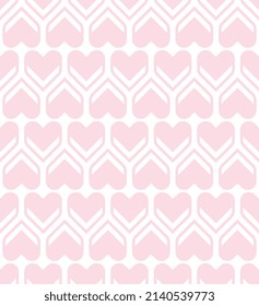 Abstract heart shape seamless pattern, white and pink color
