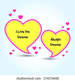 Abstract heart shape speech bubble / Colorful glossy heart shape speech bubble / Valentine's day heart shape speech bubble 