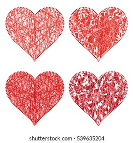 Abstract heart shape symbol made from string set