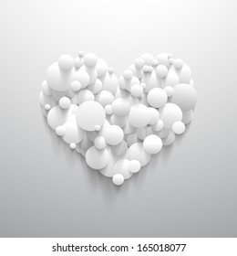 Abstract heart shape with white circle on grey