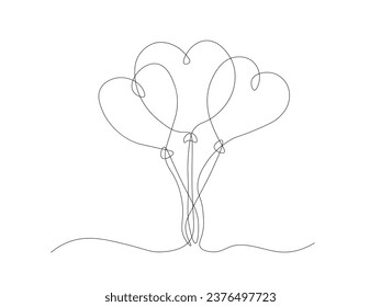 Abstract Heart Shaped Balloons Continuous One Line Art drawing