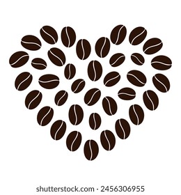 Abstract heart shaped coffee beans in trendy brown Coffee Day greetings design concept idea Sticker