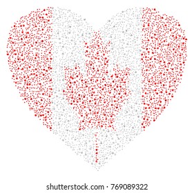 Abstract heart shaped flag of Canada made of small hearts