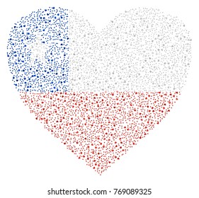 Abstract heart shaped flag of Chile made of small hearts