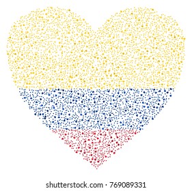 Abstract heart shaped flag of Colombia made of small hearts
