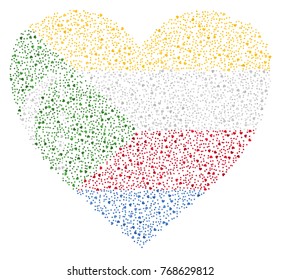 Abstract heart shaped flag of The Comoros made of small hearts