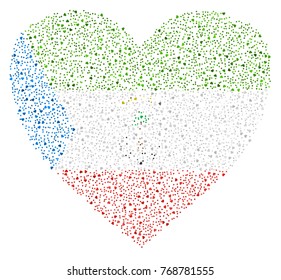 Abstract heart shaped flag of Equatorial Guinea made of small hearts