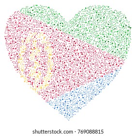 Abstract heart shaped flag of Eritrea made of small hearts
