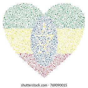 Abstract heart shaped flag of Ethiopia made of small hearts