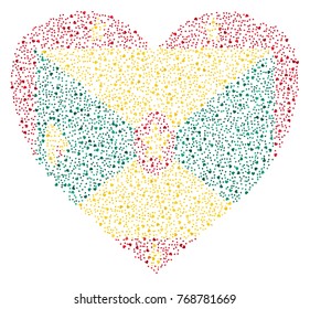 Abstract heart shaped flag of Grenada made of small hearts