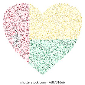 Abstract heart shaped flag of Guinea Bissau made of small hearts